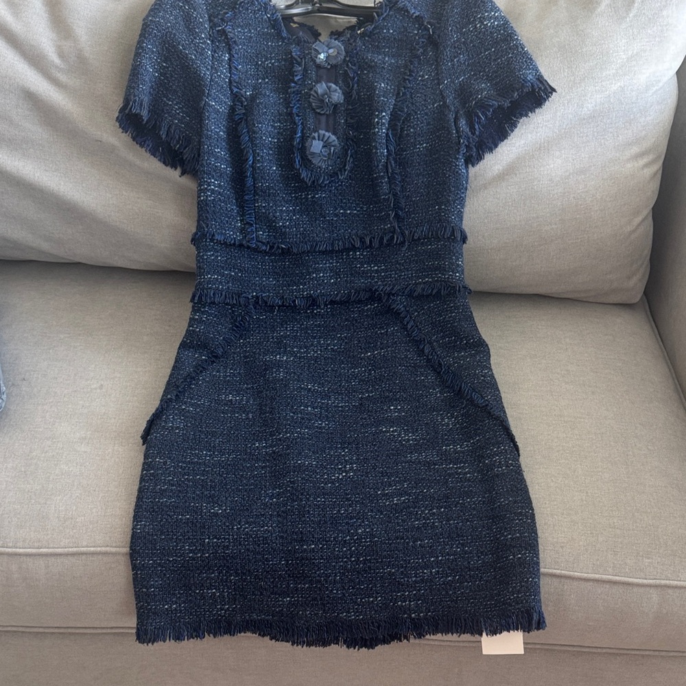 Chic Navy Rebecca Taylor Tweed Dress